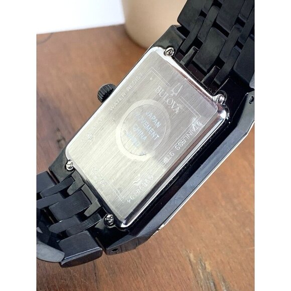 Bulova Men's Watch 98D164 Quartz Diamond Black Dial Steel Quartz CHIPPED… - Picture 7 of 14